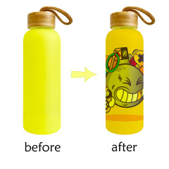 20oz/600ml Thermal Sublimation Colored Glassl Tumbler with Bamboo Lid
