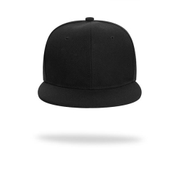 Structured 6 Panel Custom Flat Bill Caps w/ Plastic Snapback