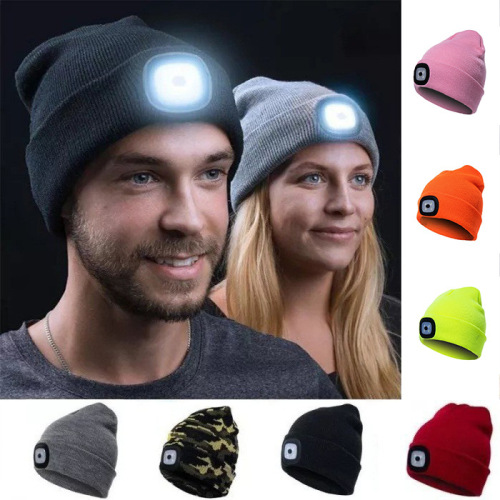 Led Headlamp Cap Winter Lighted Hat Flashlight Gifts