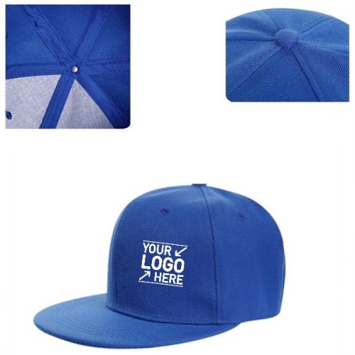 Structured 6 Panel Custom Flat Bill Caps w/ Plastic Snapback
