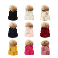 Pom Pom Winter Knit Beanie Hat
