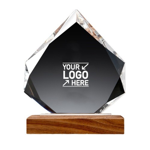 Customized Clear Crystal Award with Wood Base