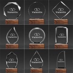Crystal Trophy With Wood Base