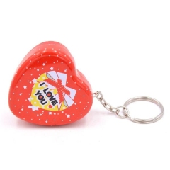 Lovely Small Heart Shaped Tin Box with Key Ring