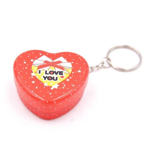 Lovely Small Heart Shaped Tin Box with Key Ring