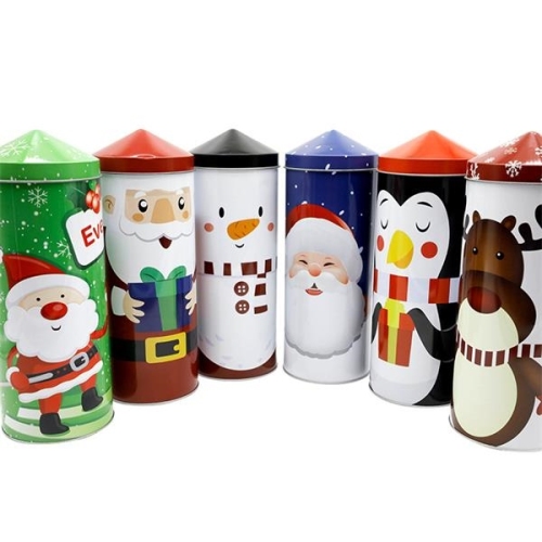 Christmas Cylindrical Tinplate Jar