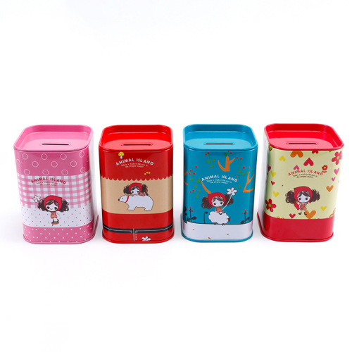 Customized Printing Square Tinplate Coin Box