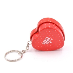 Lovely Small Heart Shaped Tin Box with Key Ring