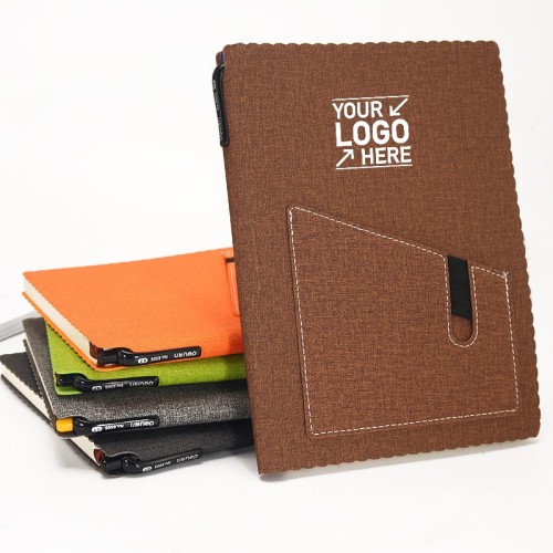 Hardcover Notebook With Pen Holder & Phone Pocket