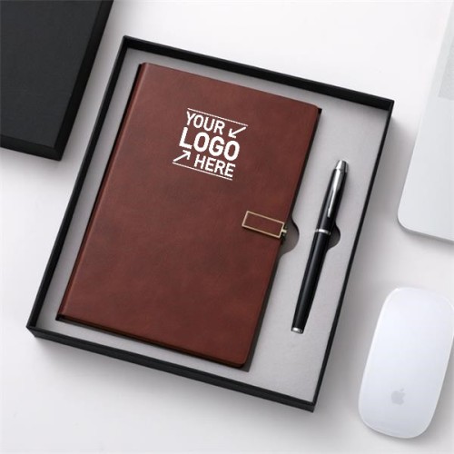 Hardcover Leather A5 Notebook With Deluxe Pen Gift Box