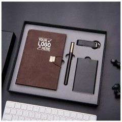 4PC Hardcover Leather A5 Notebook With Deluxe Pen Gift Box