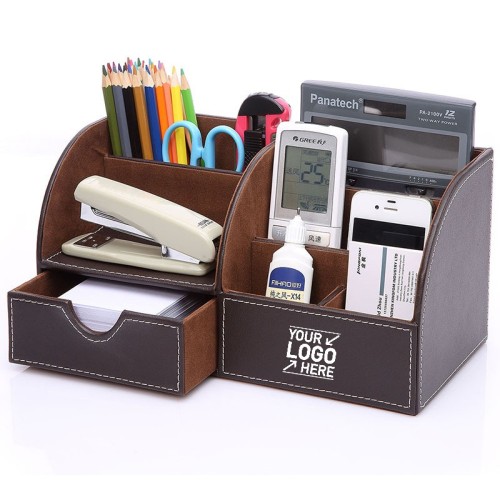 PU Desk Leather Storage Box