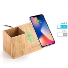 Bamboo Wireless Charger Organizer