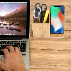 Bamboo Wireless Charger Organizer