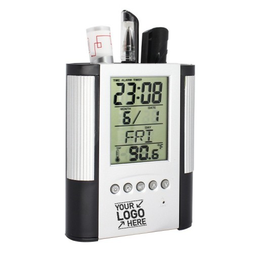 Pen Holder with Alarm Clock