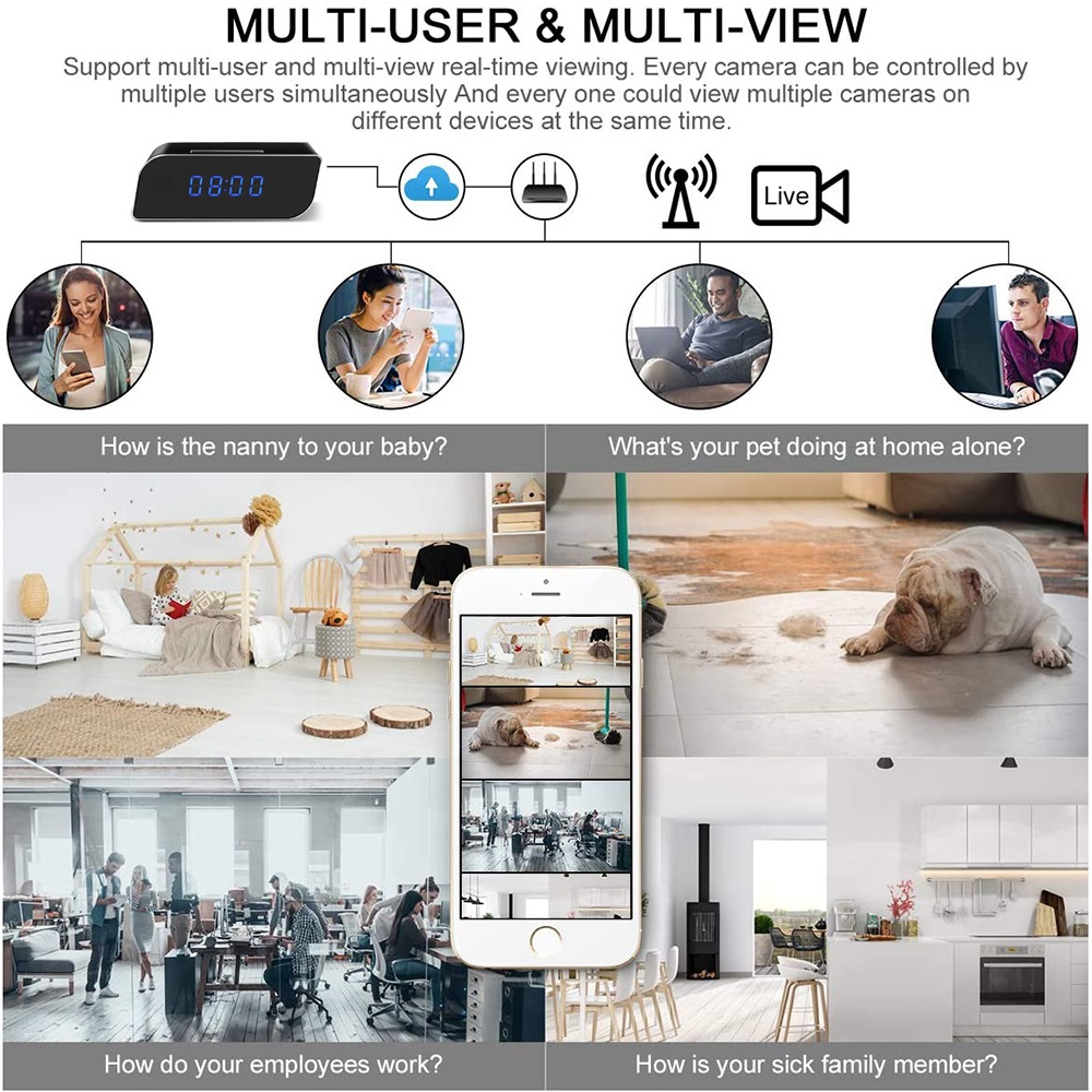 Spy Camera Clock WiFi 4K/1080P Wireless Security Nanny Camera Video  Recorder with Motion Detection and Night Vision | Mobile Phone Remotely  Monitoring