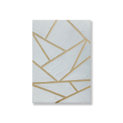 White abstract texture painting with gold foil