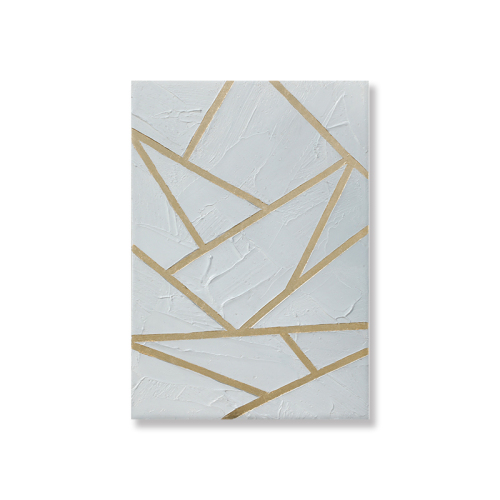 White abstract texture painting with gold foil