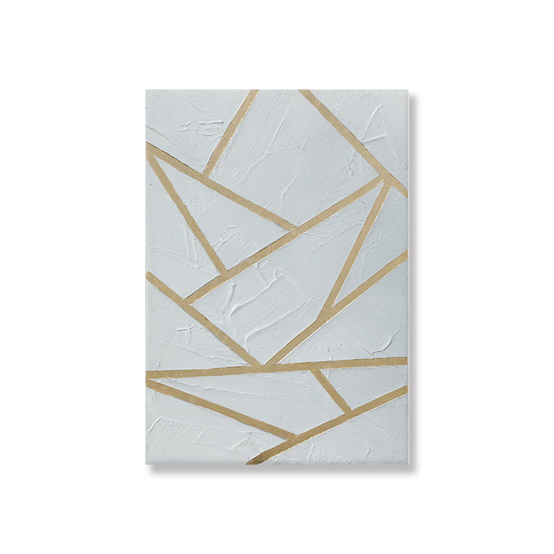 White abstract texture painting with gold foil
