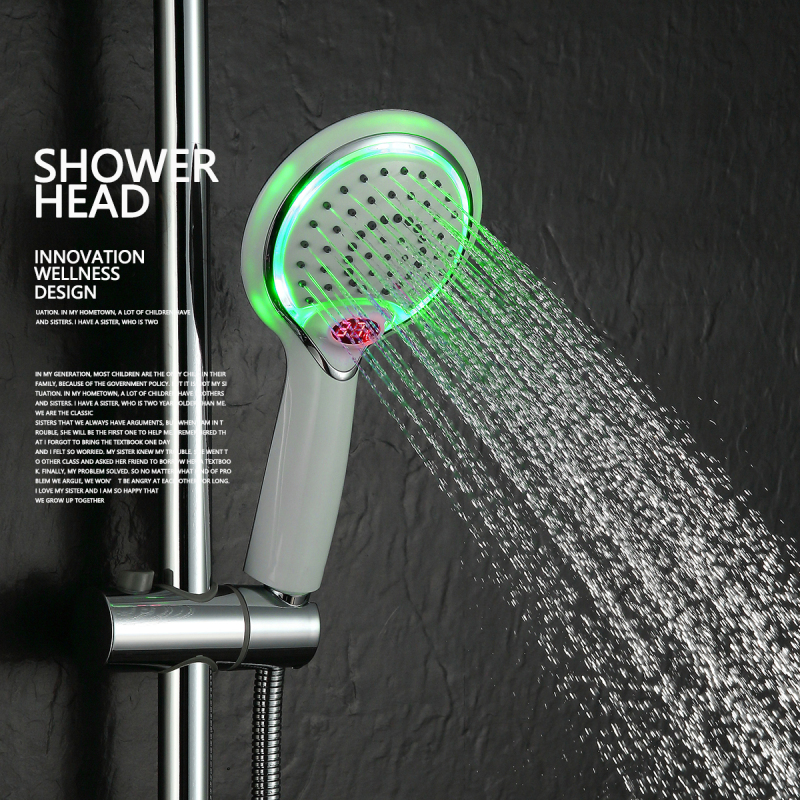 Tecmolog ABS Plastic Handheld Showerheads, Water Temperature Controlled Color Changing LED Shower-Head BS150W/BS150B