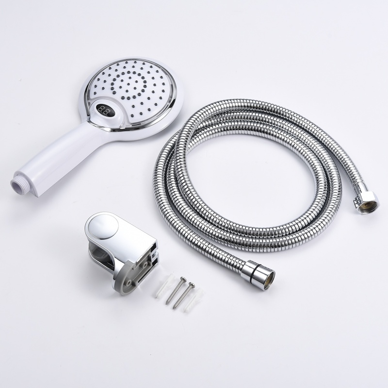 Tecmolog ABS Plastic Handheld Showerheads, Water Temperature Controlled Color Changing LED Shower-Head BS150W/BS150B