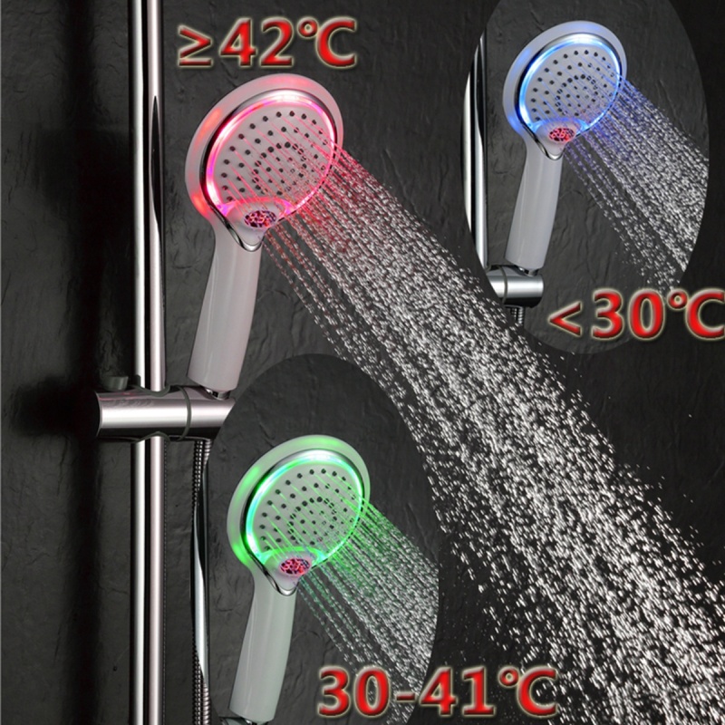 Tecmolog ABS Plastic Handheld Showerheads, Water Temperature Controlled Color Changing LED Shower-Head BS150W/BS150B