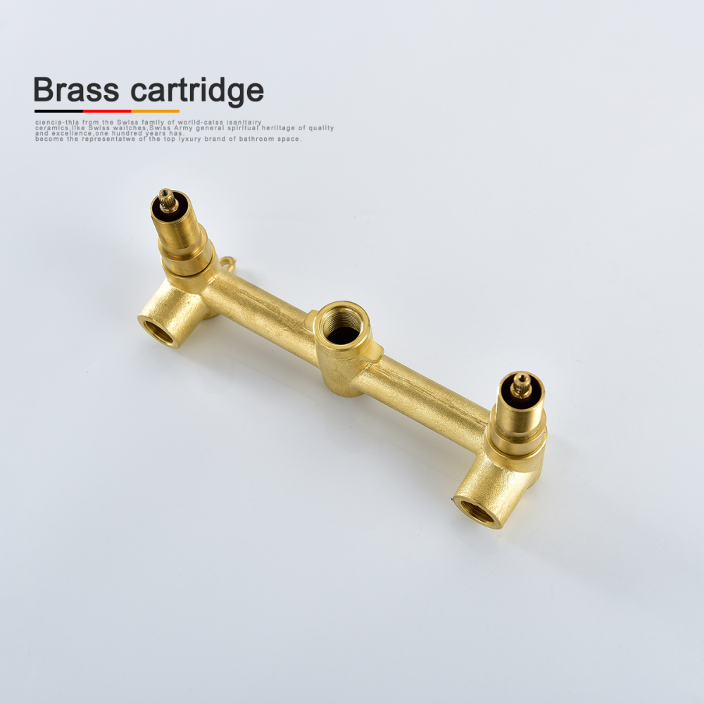 Tecmolog Bathroom Sink Faucet Black Wall Mount Faucet Bathroom Brass Double Handle Basin Mixer Tap BB6083B