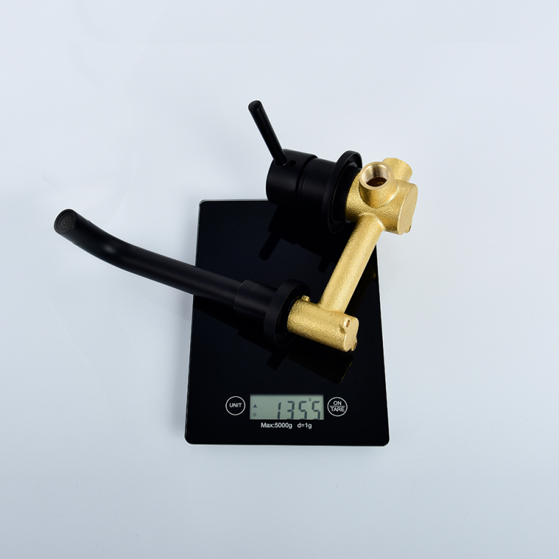 Tecmolog Brass Black Basin Faucet Single Handle Wall Mounted Bathroom Mixer Basin Taps Washroom Sink Faucet for Bathroom Vanity, Bowl Sink BB6083A