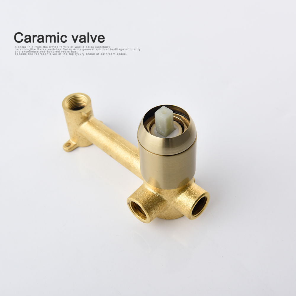 Tecmolog Bathroom Basin Mixer with 360° Swiveling spout, Brass Brushed gold Water Tap with Aerator,Wall Mounted and Concealed sink Faucet BJ6083A