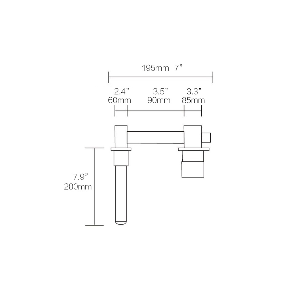 Tecmolog Bathroom Basin Mixer with 360° Swiveling spout, Brass Brushed gold Water Tap with Aerator,Wall Mounted and Concealed sink Faucet BJ6083A