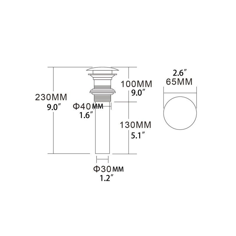 Tecmolog Brass Sink Drains Pop Up Basin Waste for Bathroom Chrome Drain Vessel Basin Sink Strainers with Overflow