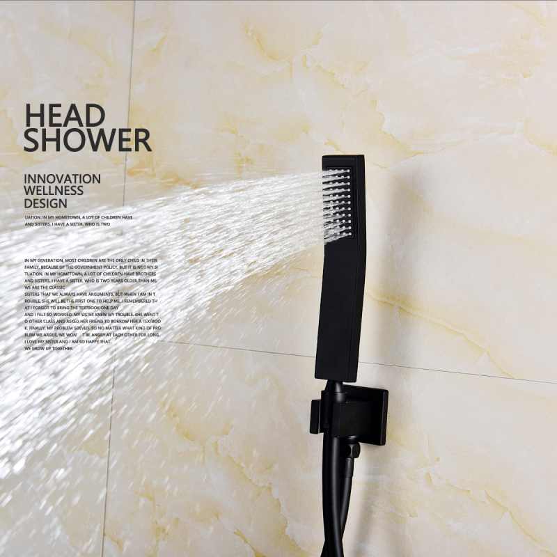 Tecmolog Black Shower Combo Set Brass Body Wall Mounted Shower Systems with 12" Rain Shower and Handheld, Shower Trim Kit with Rough-In Valve BB314B