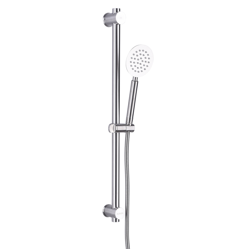 Tecmolog Stainless Steel Brushd Nickle Bathroom Faucet, Wall-Mounted Shower Set and Height Adjustable Sliding Bar SNA516/SNA516F/SBH156/SBH156F