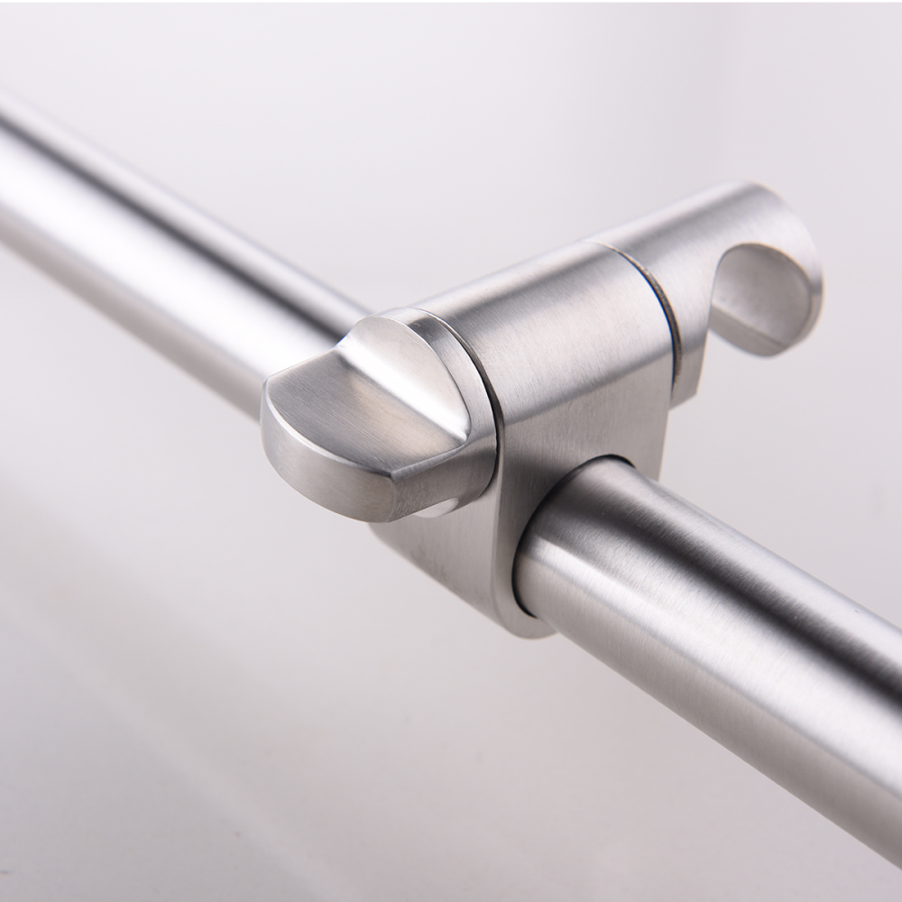 Tecmolog Stainless Steel Brushd Nickle Bathroom Faucet, Wall-Mounted Shower Set and Height Adjustable Sliding Bar SNA516/SNA516F/SBH156/SBH156F