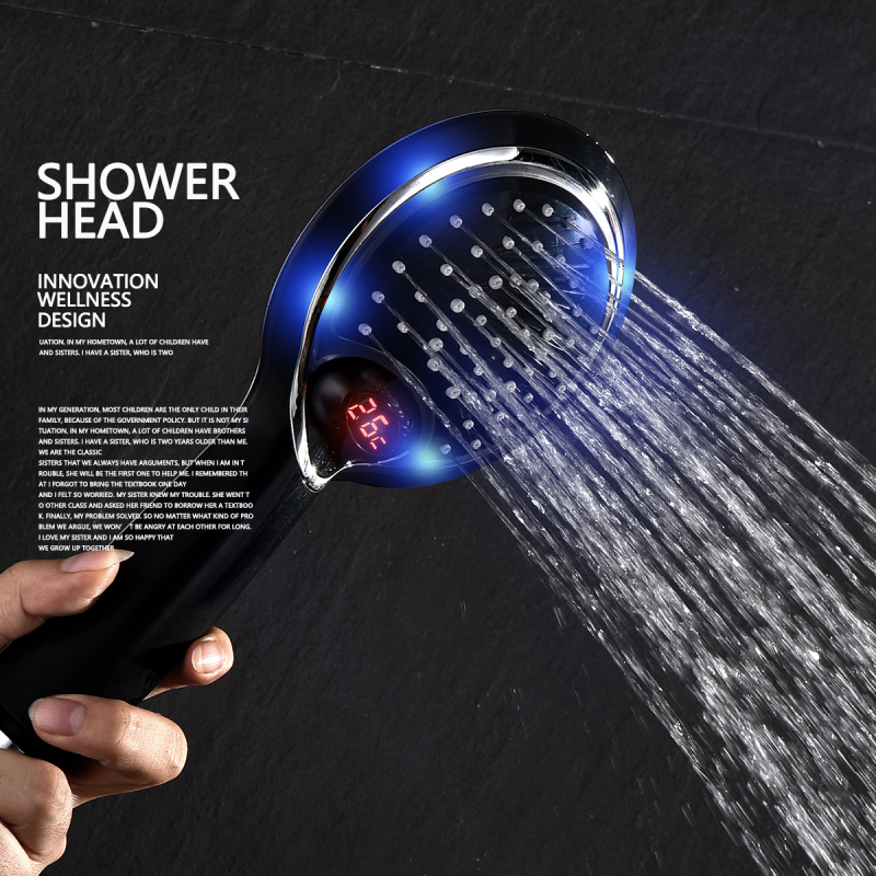 Tecmolog ABS Plastic Handheld Showerheads, Water Temperature Controlled Color Changing LED Shower-Head BS150W/BS150B