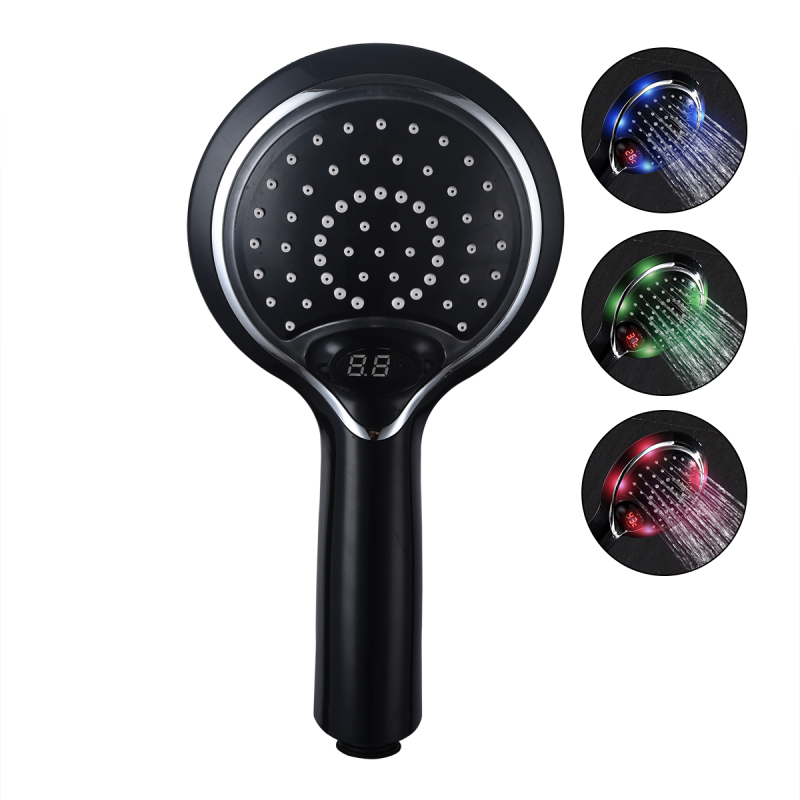 Tecmolog ABS Plastic Handheld Showerheads, Water Temperature Controlled Color Changing LED Shower-Head BS150W/BS150B