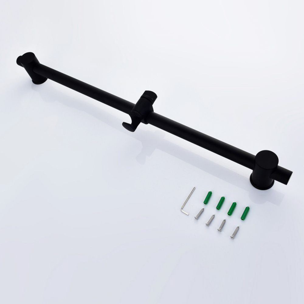 Tecmolog Stainless Steel Black Bathroom Faucet , Wall-Mounted Shower Set and Height Adjustable Sliding Bar SNA516B/SNA516BF/SBH156B/SBH156BF