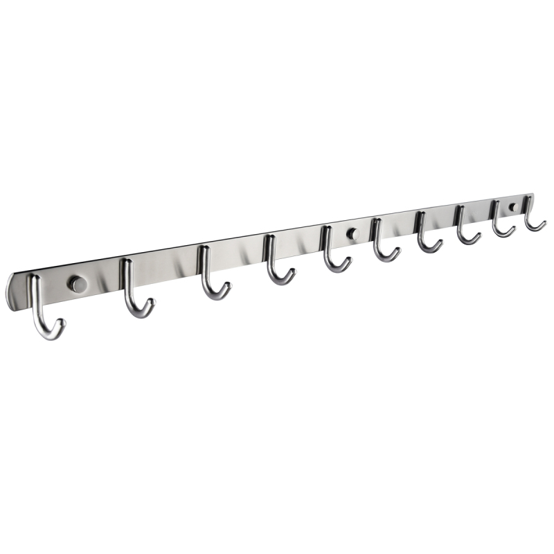 Tecmolog Stainless Steel Self Adhesive and Drill Coat/Towel Hook Rack Rail with  Heavy Duty Hooks, Brushed Nickel and Wall Mounted Hook SBH183-4