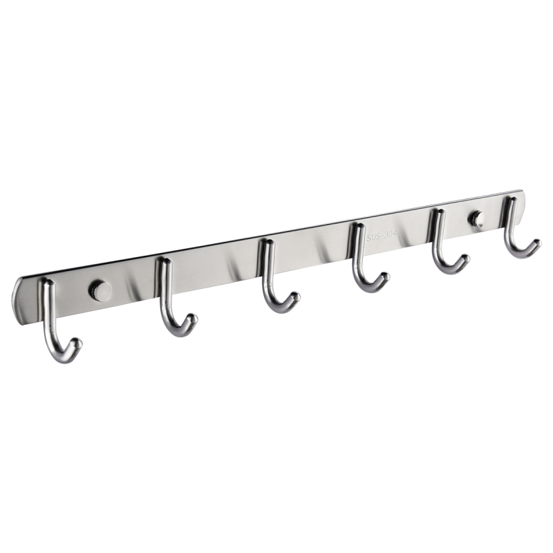 Tecmolog Stainless Steel Self Adhesive and Drill Coat/Towel Hook Rack Rail with  Heavy Duty Hooks, Brushed Nickel and Wall Mounted Hook SBH183-4