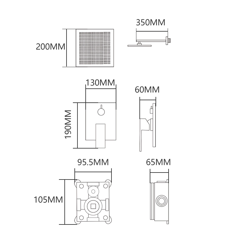 Tecmolog Rain Shower System Brass Fixed Shower Head Rain Mixer Shower Combo Wall Mounted Shower Trim Kit with Rough-in Valve BC313A