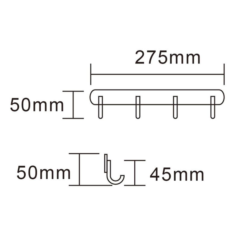 Tecmolog Stainless Steel Self Adhesive and Drill Coat/Towel Hook Rack Rail with  Heavy Duty Hooks, Brushed Nickel and Wall Mounted Hook SBH183-4