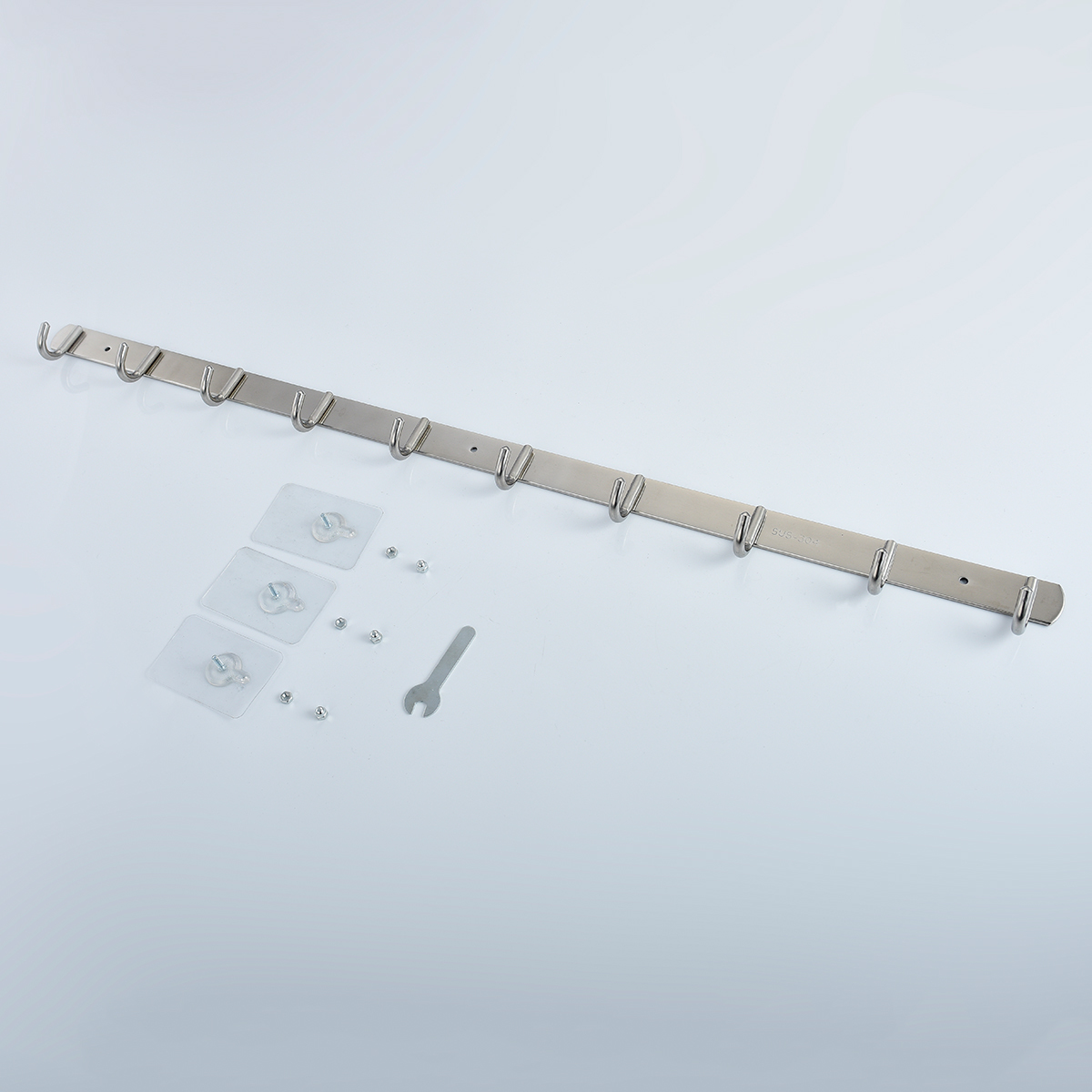 Tecmolog Stainless Steel Self Adhesive and Drill Coat/Towel Hook Rack Rail with  Heavy Duty Hooks, Brushed Nickel and Wall Mounted Hook SBH183-4