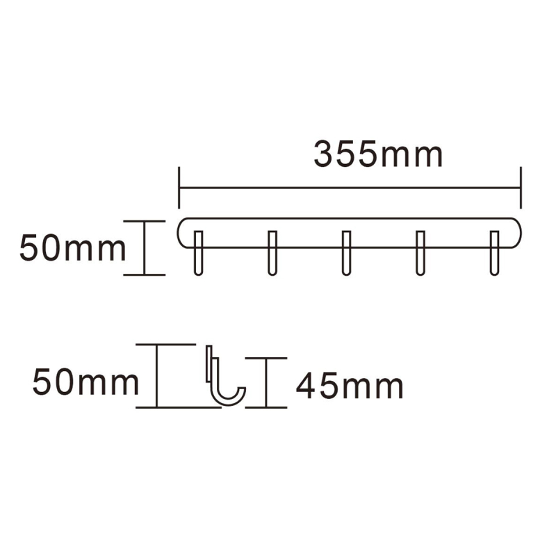 Tecmolog Stainless Steel Self Adhesive and Drill Coat/Towel Hook Rack Rail with  Heavy Duty Hooks, Brushed Nickel and Wall Mounted Hook SBH183-4