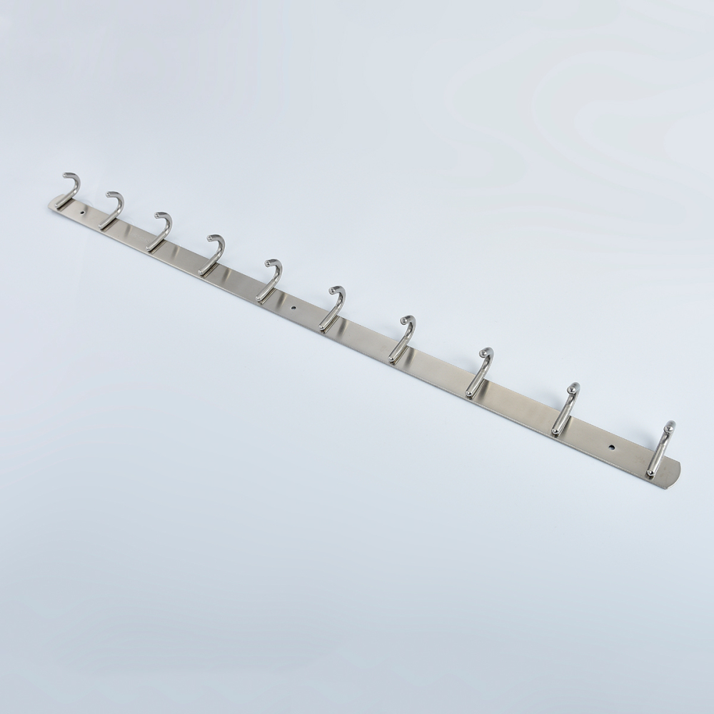 Tecmolog Stainless Steel Self Adhesive and Drill Coat/Towel Hook Rack Rail with  Heavy Duty Hooks, Brushed Nickel and Wall Mounted Hook SBH183-4