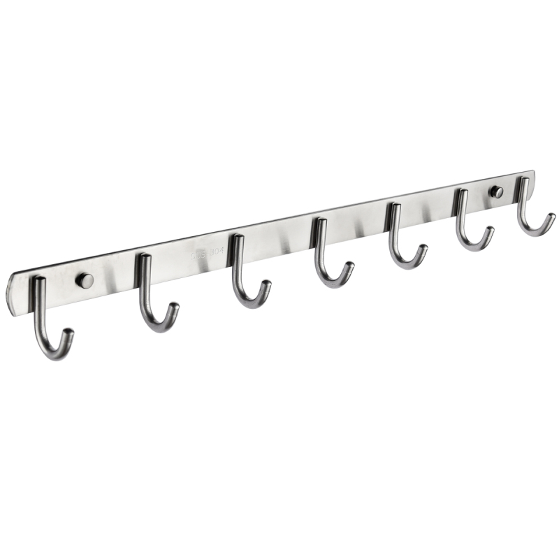 Tecmolog Stainless Steel Self Adhesive and Drill Coat/Towel Hook Rack Rail with  Heavy Duty Hooks, Brushed Nickel and Wall Mounted Hook SBH183-4