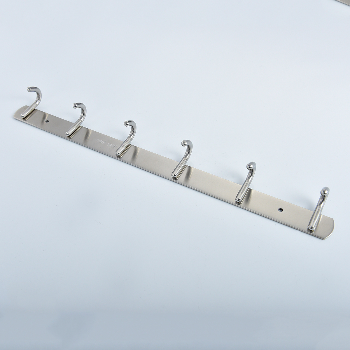Tecmolog Stainless Steel Self Adhesive and Drill Coat/Towel Hook Rack Rail with  Heavy Duty Hooks, Brushed Nickel and Wall Mounted Hook SBH183-4