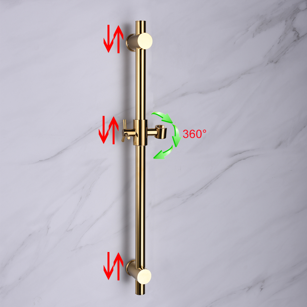 Tecmolog Brass gold shower Sliding bar/Shower Set, With handheld shower head and shower hose, Adjustable Height BJ4022/BJ4022F