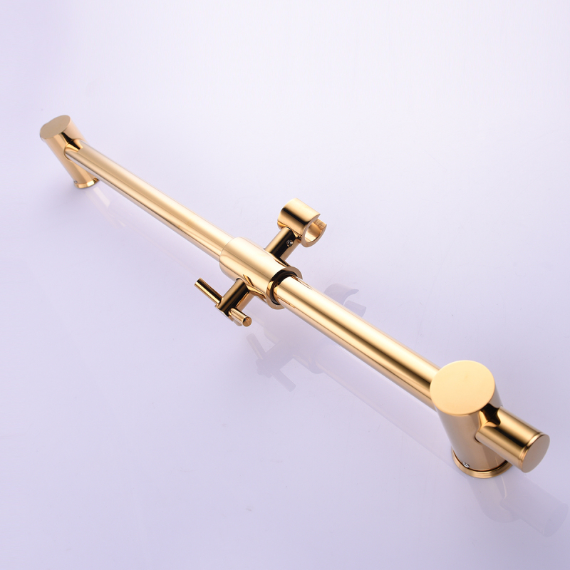 Tecmolog Brass gold shower Sliding bar/Shower Set, With handheld shower head and shower hose, Adjustable Height BJ4022/BJ4022F