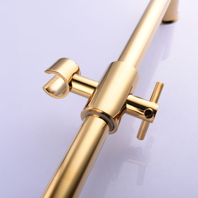 Tecmolog Brass gold shower Sliding bar/Shower Set, With handheld shower head and shower hose, Adjustable Height BJ4022/BJ4022F