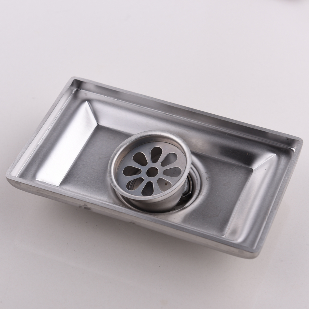 Tecmolog Stainless Steel Chrome Floor Drain, Rectangular/Square and Linear Hair Catcher Shower Drain for Bathroom and Kitchen FD004/FD004A